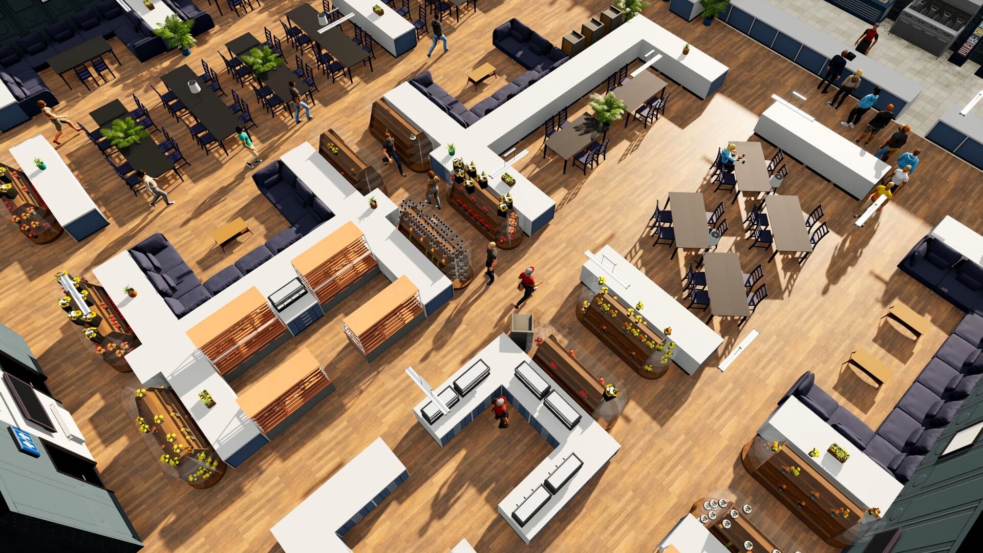 Big Ambitions business district and player character